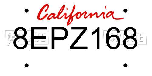 8EPZ168 California License Plate