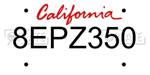 8EPZ350 California License Plate
