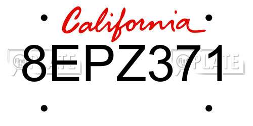 8EPZ371 California License Plate
