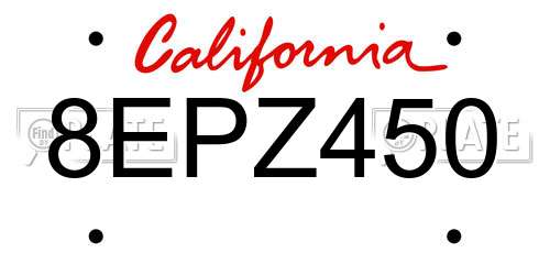 8EPZ450 California License Plate