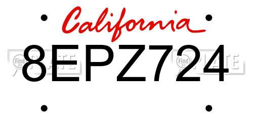 8EPZ724 California License Plate