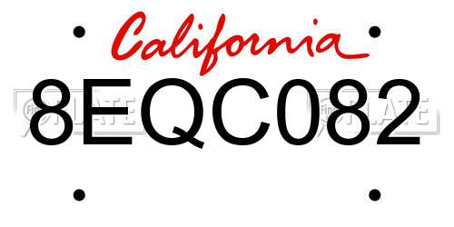 8EQC082 California License Plate