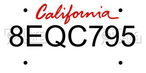 8EQC795 California License Plate