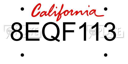 8EQF113 California License Plate