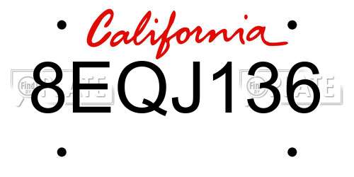 8EQJ136 California License Plate