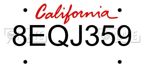 8EQJ359 California License Plate
