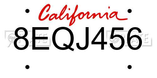 8EQJ456 California License Plate