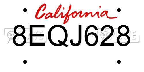 8EQJ628 California License Plate