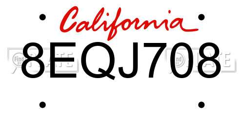 8EQJ708 California License Plate