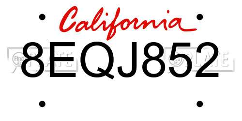 8EQJ852 California License Plate