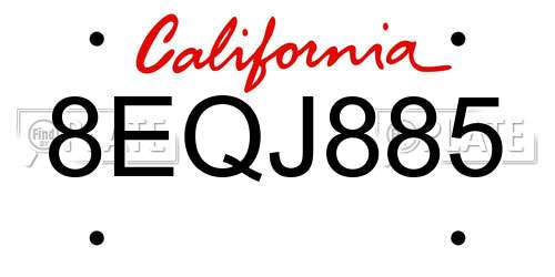 8EQJ885 California License Plate