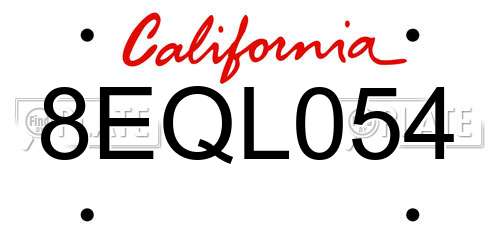 8EQL054 California License Plate