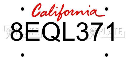 8EQL371 California License Plate