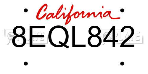 8EQL842 California License Plate
