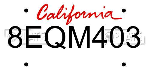 8EQM403 California License Plate
