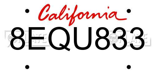 8EQU833 California License Plate