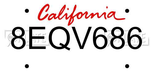8EQV686 California License Plate