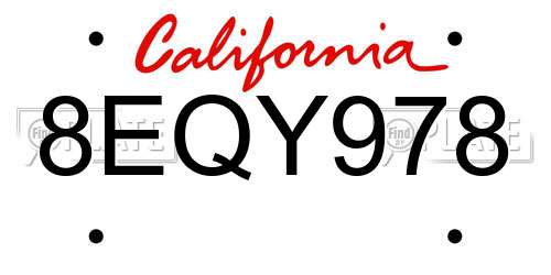 8EQY978 California License Plate