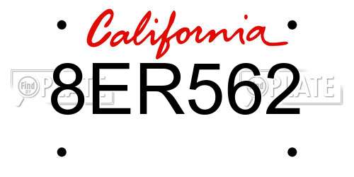 8ER562 California License Plate
