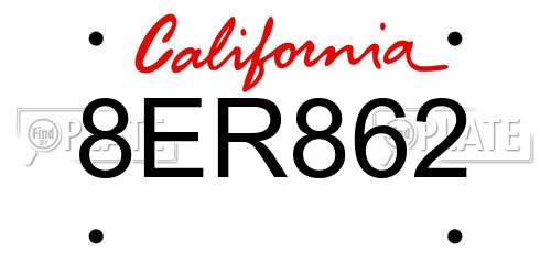 8ER862 California License Plate