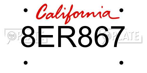 8ER867 California License Plate