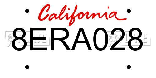 8ERA028 California License Plate