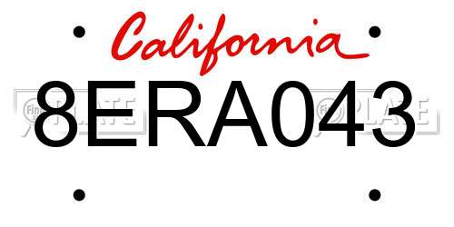 8ERA043 California License Plate