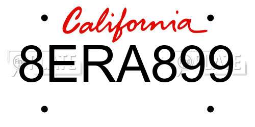 8ERA899 California License Plate