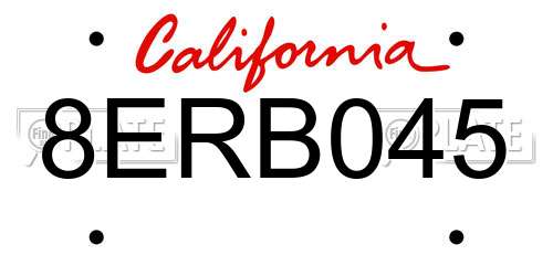 8ERB045 California License Plate
