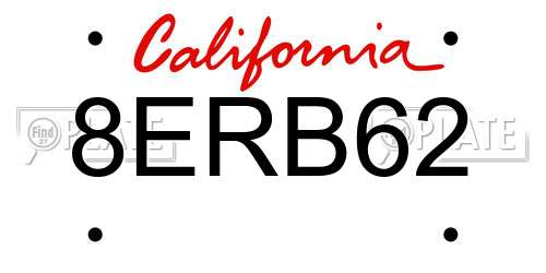 8ERB62 California License Plate