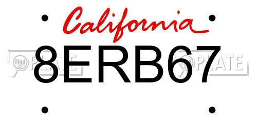 8ERB67 California License Plate