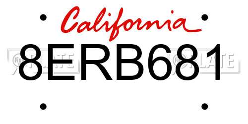 8ERB681 California License Plate