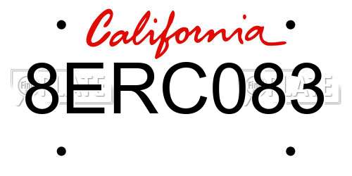 8ERC083 California License Plate