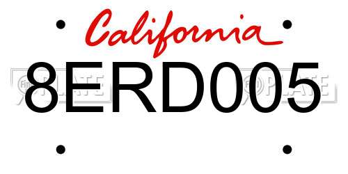 8ERD005 California License Plate