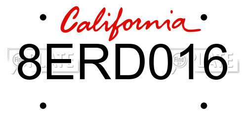 8ERD016 California License Plate