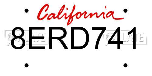 8ERD741 California License Plate