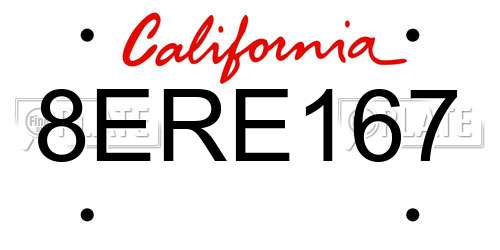 8ERE167 California License Plate