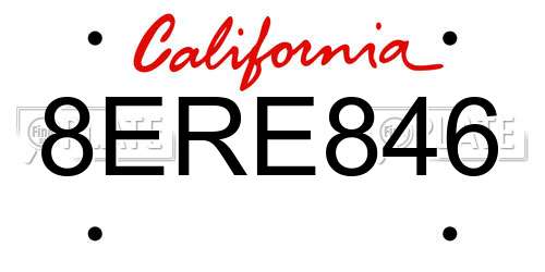 8ERE846 California License Plate