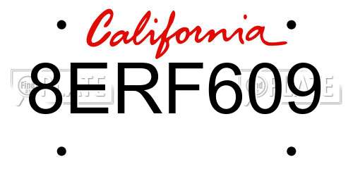 8ERF609 California License Plate