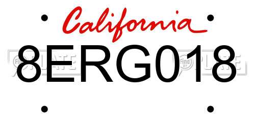 8ERG018 California License Plate
