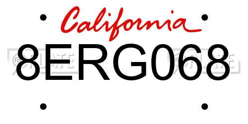 8ERG068 California License Plate