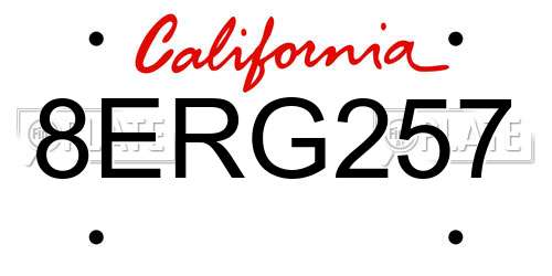 8ERG257 California License Plate