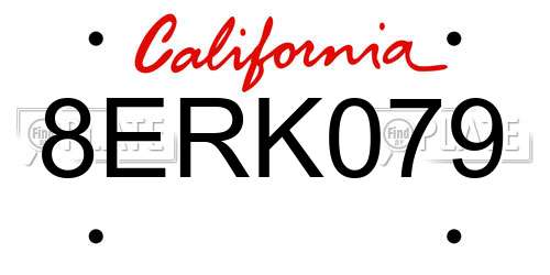 8ERK079 California License Plate