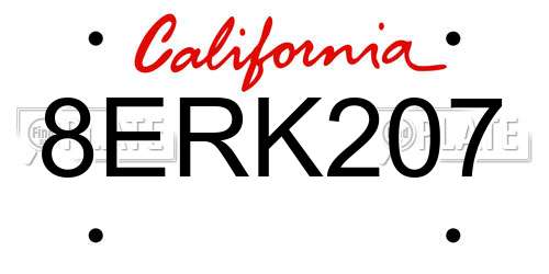 8ERK207 California License Plate