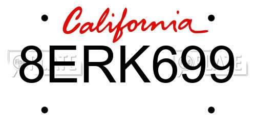 8ERK699 California License Plate