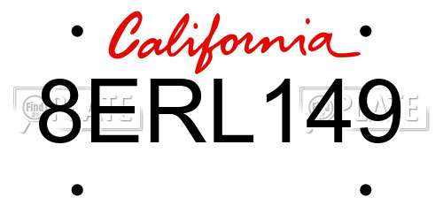 8ERL149 California License Plate