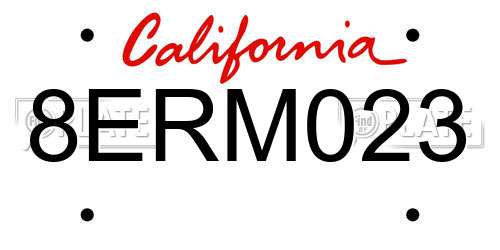 8ERM023 California License Plate