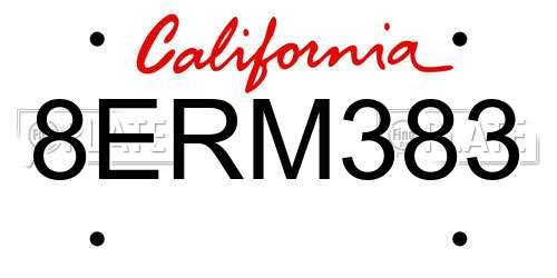 8ERM383 California License Plate