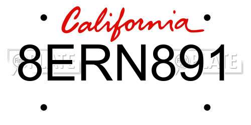 8ERN891 California License Plate
