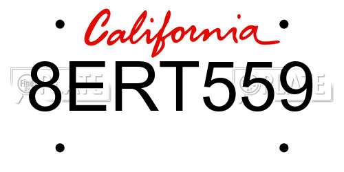 8ERT559 California License Plate